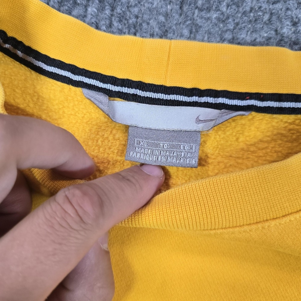 VTG Y2K Nike Sweatshirt Mens 2XL Yellow Crewneck Fleece Pullover Bar Logo - Picture 4 of 13